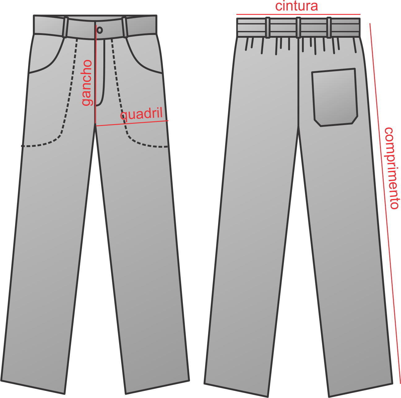Calça Meio Cós Brim