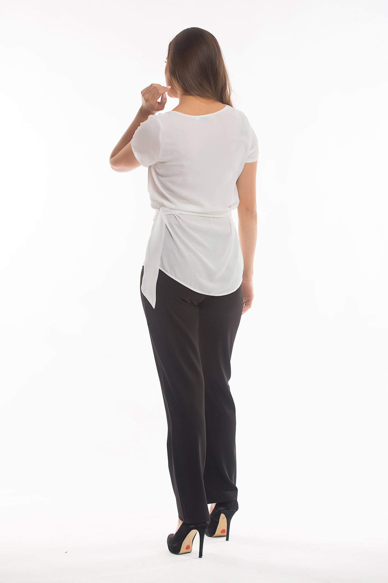 Blusa Feminina Básica Decote Redondo com Cinto