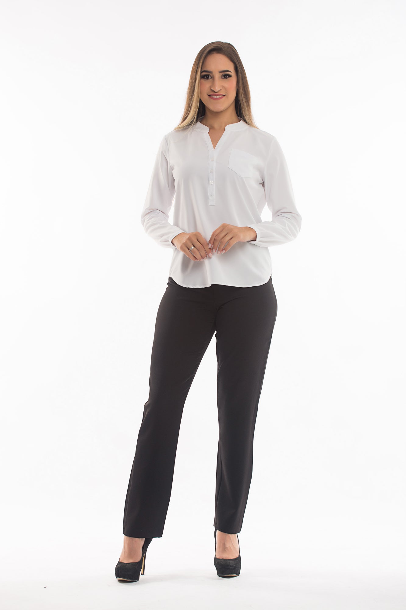 Camisa Social Feminina Clássica (Gola padre)